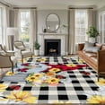 thumbnail image 2 of 5x7 Area Rugs for Living Room, Gnomes Daisy Non Slip Area Rugs for Kitchen Bedroom Entryway, Retro Farmhouse Floral Black Buffalo Plaid Washable Carpet Runner Rug Floor Mats for Bedroom Home Decor, 2 of 9