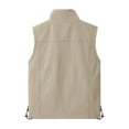 thumbnail image 4 of BRGZLK Men Waistcoat Solid Color Mesh Lining with Inner Pocket Work Vest Sleeveless Multi Pocket Fall Winter Outdoor Photography Coat Khaki XXXXXL, 4 of 4