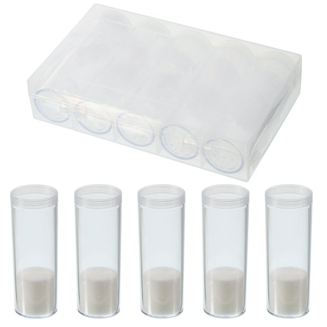 Uxcell Round Coin Tubes Coin Storage Tubes with Storage Box Plastic Coin Holders Fit 30mm Coins, Clear 5 Pack