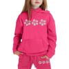 thumbnail image 3 of shqvo Girls' Activewear Hooded Sets Size 1-13 Floral Hooded Hoodie and Sweatpant 2 Piece Sweat Suits Long Sleeve Solid Color Kids Sweat Set Fall Outfits Fall Clothes for Toddler Girls, 3 of 7
