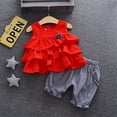 thumbnail image 2 of FDDMis Girl Clothing Set Size 7-8 Girl Outfits Girls Outfit Sets Size 10-12 Girls Shirt and Workout Shorts 12 Year Old Girl Clothes, Red 2-3 Years, 2 of 6