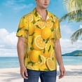 thumbnail image 3 of Honeii Yellow Limes Print Men’s Hawaiian Shirt,Classic Button-Down Short Sleeve Shirt, for Beach, Vacation, and Outdoor Activities,Large, 3 of 7