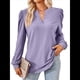thumbnail image 1 of Blusas para Mujer, Elegantes, Informales, con Cuello en V, Larga, Blusas para Mujer con Mangas Abullonadas Púrpura L, 1 of 10