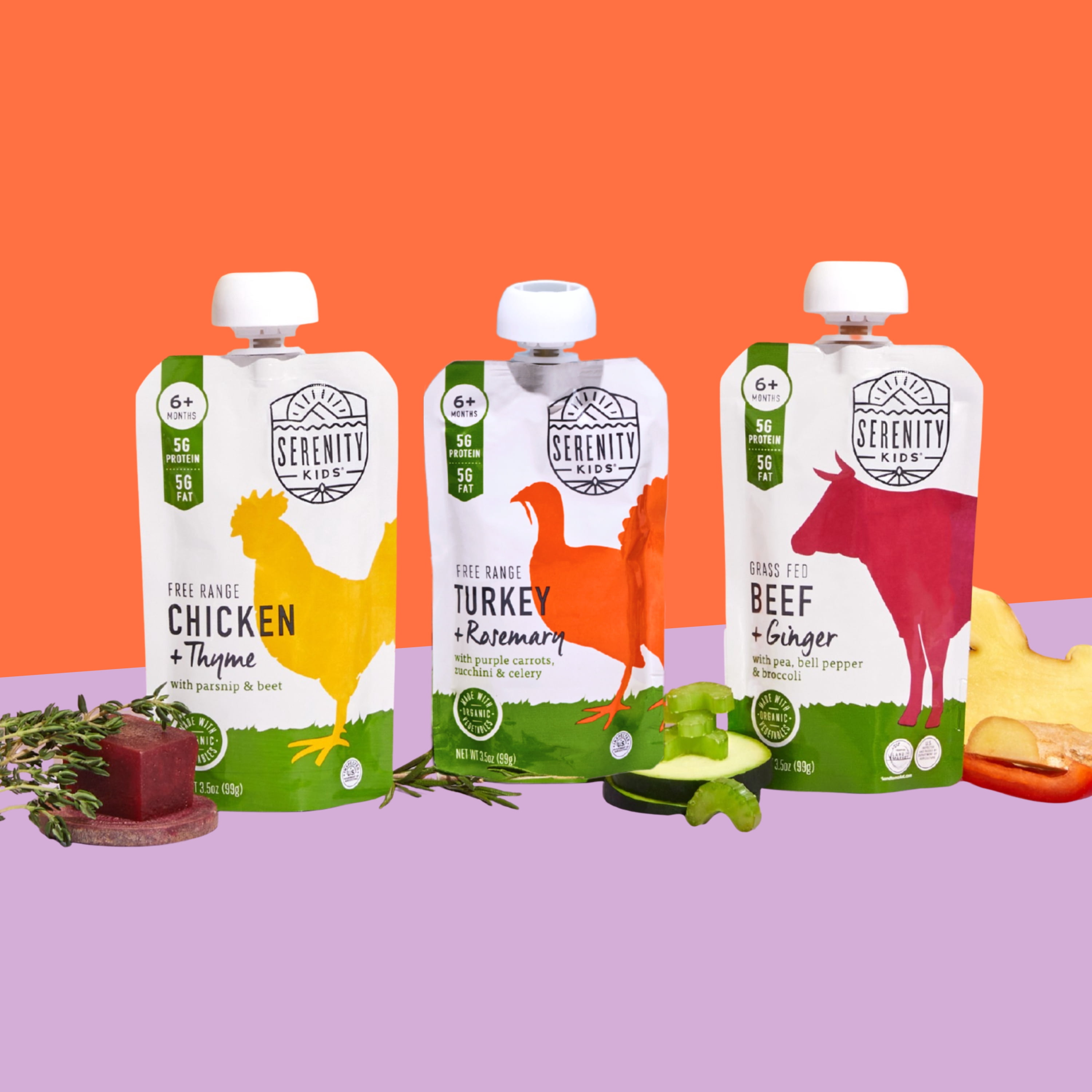 (12 pack) Serenity Kids Stage 2 Baby Food Pouch, Free Range Turkey & Organic Vegetables with Rosemary, 3.5oz