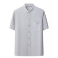 thumbnail image 2 of pstuiky Camisas de vestir de manga corta para hombre, Camisa informal de manga corta, cuello alto, lisa y cómoda para hombre camisetas de hombre s, 2 of 9