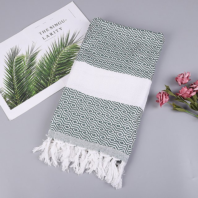 Cotton Absorbent Large Bath Towel,European Knitted Striped Turkish Bath Towel with Fringed Edge for Home Use,PENDANE,Multicolor