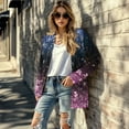 thumbnail image 5 of SCRAWLGOD Galaxy Cherry Blossom Long Cardigan Jackets for Women Trendy Outfits for Women Going Out Long Sleeve Cardigan Sweatshirts with No Hood Elastic Women's Cardigan Sweaters Dressy Size S, 5 of 7