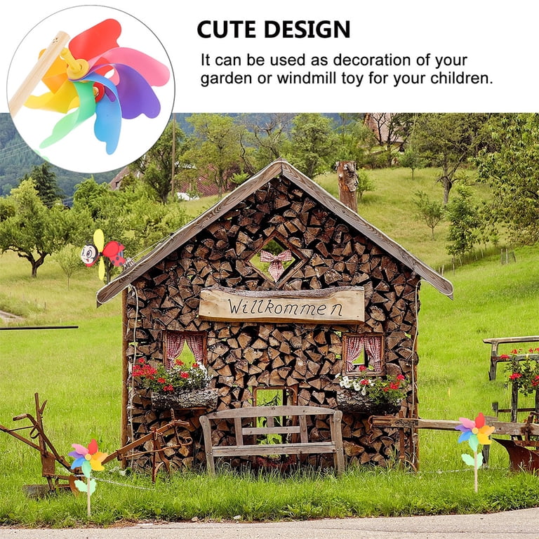 6 Piezas Molinetes De Madera Y PVC Coloridos Para Jardín - Decoración Exterior, Césped Y Patio, Diseño Creativo Y Duradero, Regalo Para Amigos Y Familia, Medidas 36x14x2 Cm