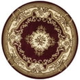thumbnail image 1 of HomeRoots 352949 7 Pi 7 Po Tapis Rond en Polypropylène Rouge et Ivoire, 1 of 1