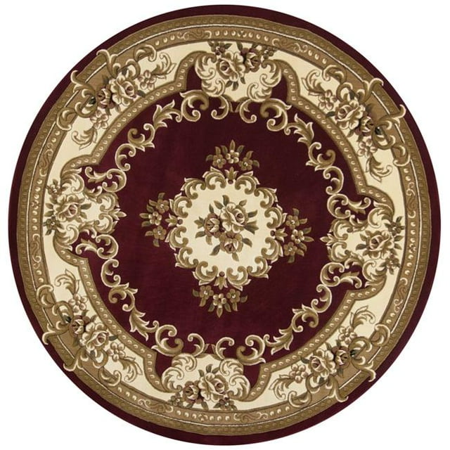 HomeRoots 352949 7 Pi 7 Po Tapis Rond en Polypropylène Rouge et Ivoire