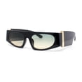 thumbnail image 2 of Womens Exaggerated Thick Temple Mod Narrow Rectangle Plastic Sunglasses Black Gold - Green Yellow, 2 of 4