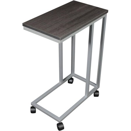 DXYNLZQ The Austin C Table/End Table/Laptop Stand Zebra Wood Finish Laminate Top/Silver Base with Adjustable Glides