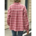 thumbnail image 2 of Cuteduck Women Plaid Fashion Jacket Button Up Long Sleeve Fall Casual Dressy Loose Coat with Pockets S-XL, 2 of 7