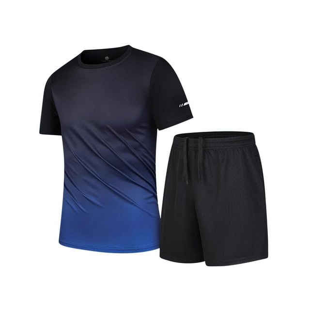 NTACZA Chemise et Shorts Ensemble 2 Pcs pour Hommes Survêtements à Manches Courtes Col Rond Dégradé Grande Taille m