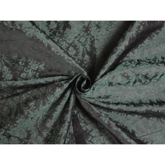 Spun Brocade Fabric Forest Green color 44quot;