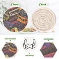 thumbnail image 4 of Yayeee 6 PCS Drink Coasters with Holder Set Woven Absorbent Round Tabletop Hot Pad, Retro Cassette Pattern, 4 of 7