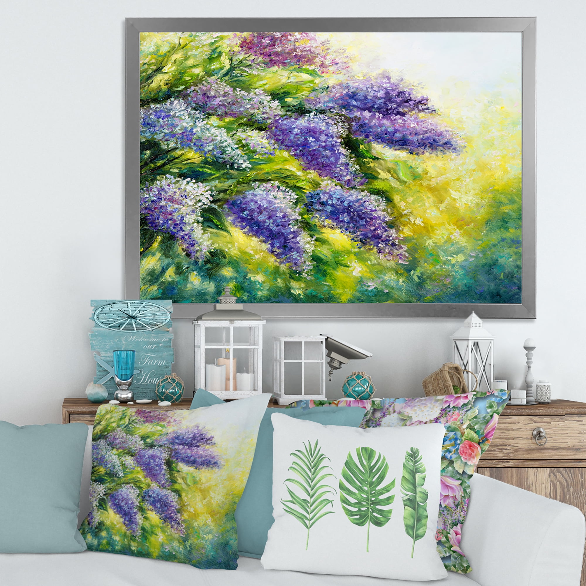 Designart 'Impressionism Lilac Tree In The Garden' Traditional Framed Art Print