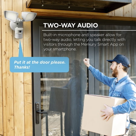 Merkury Floodlight Camera, Smart Wi-Fi, 1800 Lumens, Motion Alerts, (1-Pack)