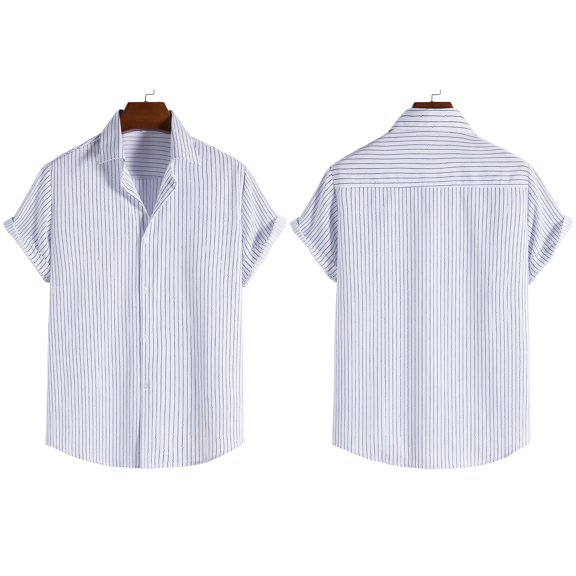 TIHLMK Mens Tshirts Summer Men's Cotton Plus Size Men's Short-sleeved Striped Printed Men's Shirt