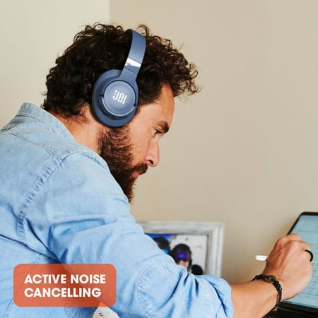 JBL - Tune 760NC Wireless Noise Cancelling Over-Ear Headphones - Blue