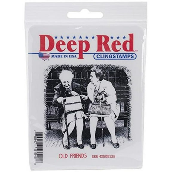 Deep Red Stamps Old Friends Rubber Cling Stamp 3 x 2.8 inches.
