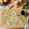 thumbnail image 2 of Yellow Gourd Placemats Set of 4 Modern Abstract Art Floral Place Mats Indoor Wipeable Table Mats Washable Cloth Dining Table Placemats for Kitchen Holiday Party Home Decor 13x19 Inch, 2 of 9