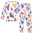 thumbnail image 2 of FORMRS Long Sleeve Top and Pants Pajama Set for Niños 2-Piece Sleepwear, Sizes 18M-8Y, Green Retro Shapes, 2 of 6