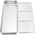 thumbnail image 1 of Dosaele Small Toaster Oven Tray with Cooling Rack Stainless Steel Small Toaster Oven Baking Pan and Cookie Sheet for Baking Rectangle Mirror Finish  Thick & Sturdy, 1 of 5