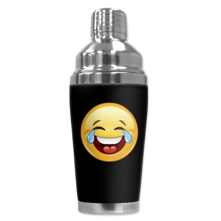 

Mugzie brand 16-Ounce Cocktail Shaker with Insulated Wetsuit Cover - Laugh Until You Cry Emoji