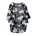 thumbnail image 3 of Cardigan for Women's Plus Size Summer Dressy Floral Print Puff Sleeve Cardigan Loose Chiffon Cover Up Blouse Trendy Tops Party on Clearance, 3 of 3