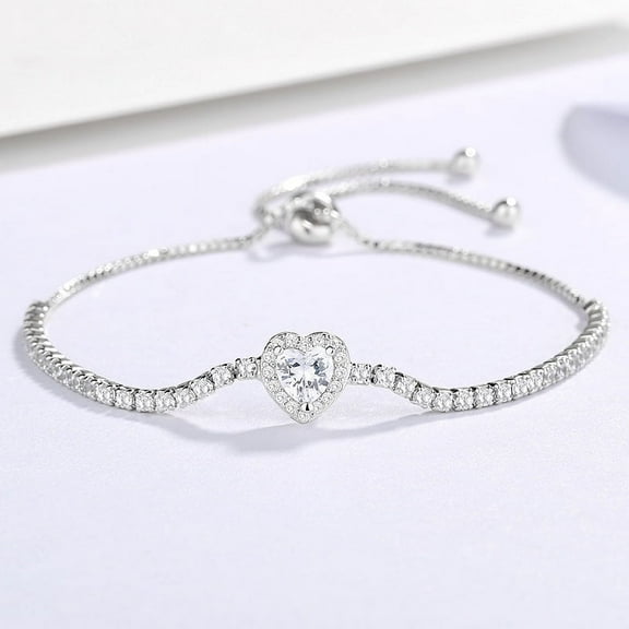 925 sterling silver full diamond heart-shaped bracelet for women in summer
