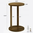 thumbnail image 6 of Demi Bonn 25" Round End Table, Two-Level Wooden, Perfect for Living Room, End Table with Storage, Stylish & Functional, Brown, 6 of 6