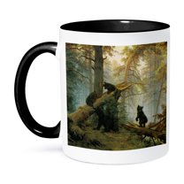 3dRose, Vintage 1889 Bear Painting by Ivan Shishkin Morning in a Pine Forest, 15oz Two-Tone Black Mug