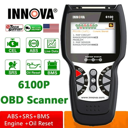 INNOVA 6100P OBD2 Scanner Automotive ABS SRS Engine Code Reader Oil Light Reset Automotive Diagnostic Tool for OBDII 12V Cars Vehicles SUV Minivan Light Truck EOBD OBD Scanner Full OBD2 Functions