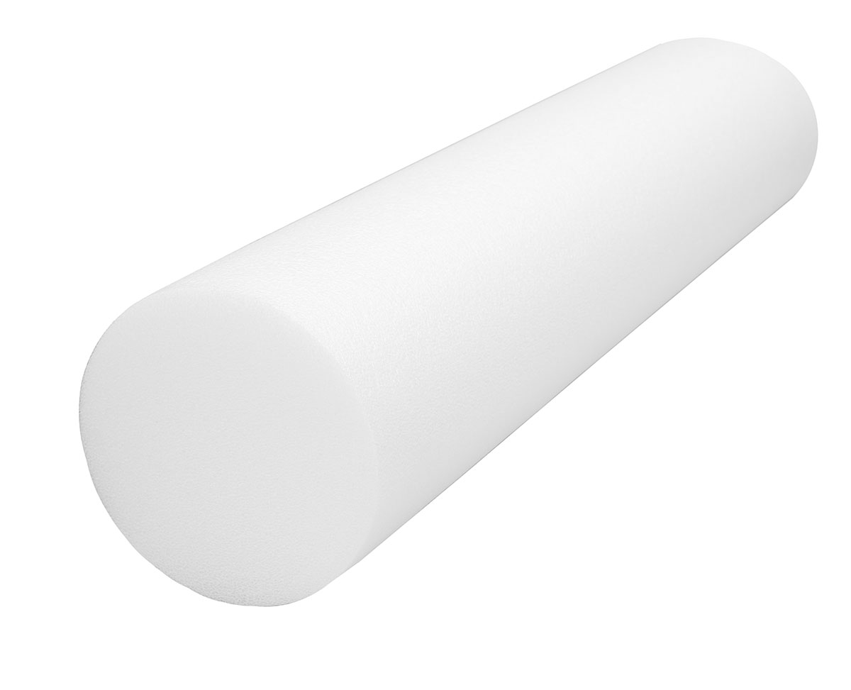 CanDo Round Exercise Foam Rollers, 6 x 36 In., White, Case of 12
