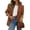 Brown, variant on Women’s Long Sleeve Lapel Blazer with Leopard Print Cuffs Single Breasted Button Closure Classic Fit Jacket for Office or Casual Wear Black XL
