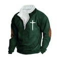 thumbnail image 2 of Aobny Mock Neck Light Hoodies for Men 1/4 Zip Christian Pullover Green Hoodie Men Fishing Shirts,L, 2 of 5