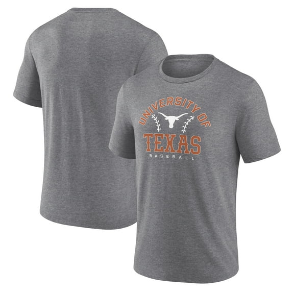 Men's Heather Gray Texas Longhorns Old School Baseball Tri-Blend T-Shirt