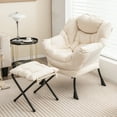 thumbnail image 3 of Topbuy Modern Leisure Armchair, Polyester/Metal, Beige, Side Pocket & Footrest, 27.5 lbs, 3 of 9