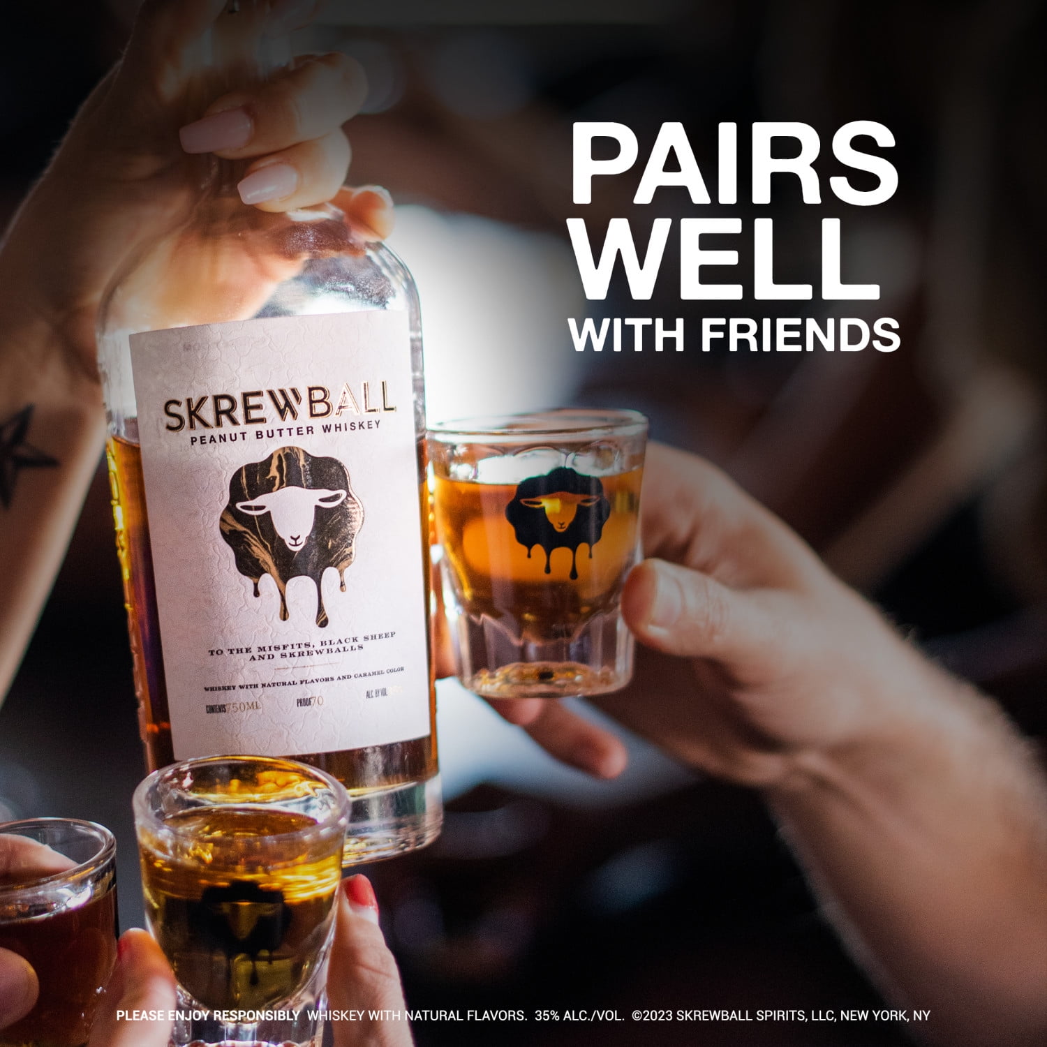 Skrewball Peanut Butter Whiskey with Natural Flavors, 750 ml Glass Bottle, 35% ABV, 1 Piece