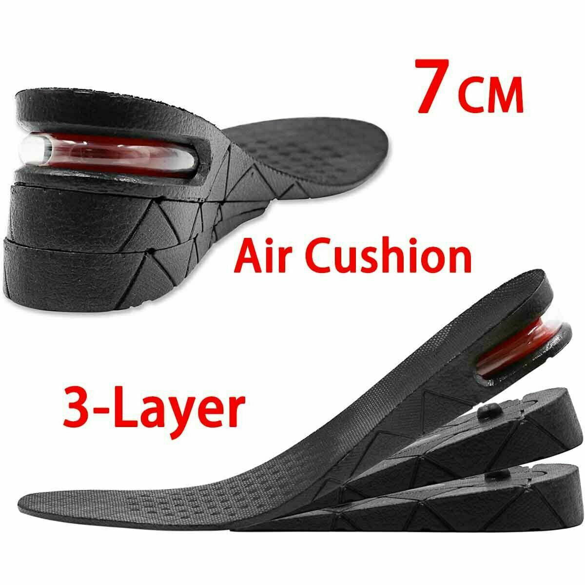 3 Layer Unisex Invisible Height Increase Insoles Heel Lift Taller Shoe Inserts 