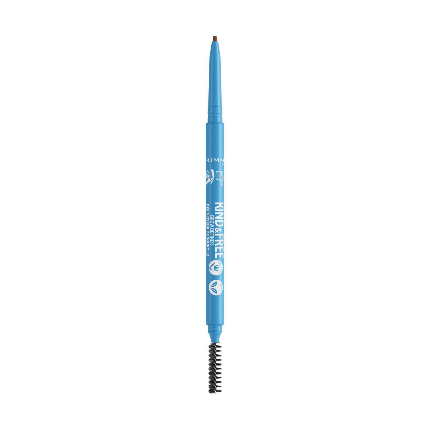 Rimmel Kind & Free™ Brow Definer, Dual Ended Ultra Fine Tip and Spoolie, NO mineral oils, Vegan Formula, Bold yet natural looking eyebrows