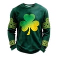 thumbnail image 2 of YueHuiYing St Patricks Day Shirt Mens Shamrock Print Retro St. Patrick's Day Long Sleeve Slainte T-Shirt, 2 of 3