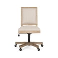 thumbnail image 2 of Benjara Swivel Rolling Office Chair- Beige Fabric- Weathered Light Brown Wood, 2 of 5