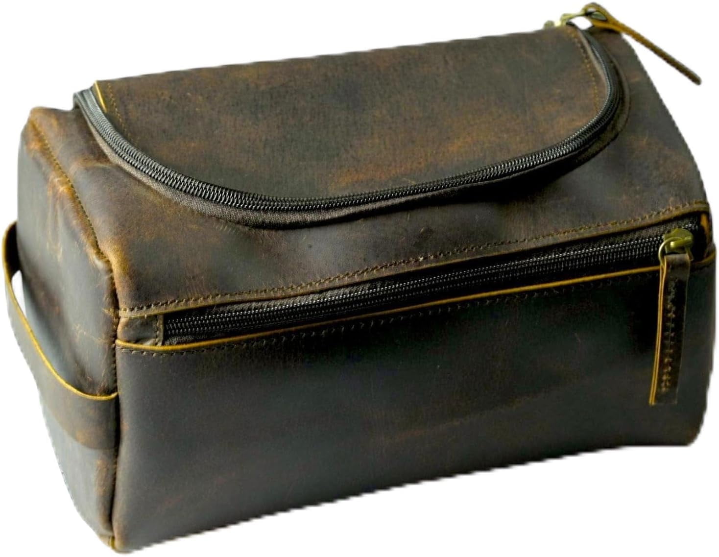 Personalized Hand Crafted Leather Toiletry Bag for Men, Shaving Bag, Travel Pouch, Engraved Monogrammed Leather Dopp Kit, Gift for Men,Boyfriend,Birthday, Travel Size Toiletries size (10" x 5" x 4.5"