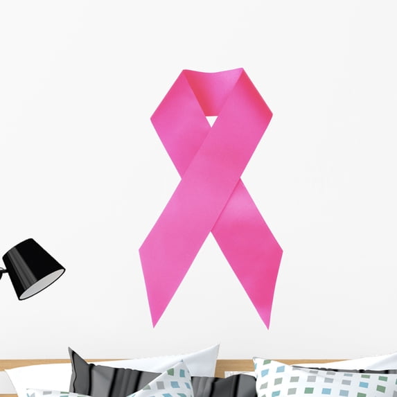 Pink Ribbon Symbol Wall Decal Sticker by Wallmonkeys Vinyl Peel and Stick Graphic (36 in H x 20 in W)