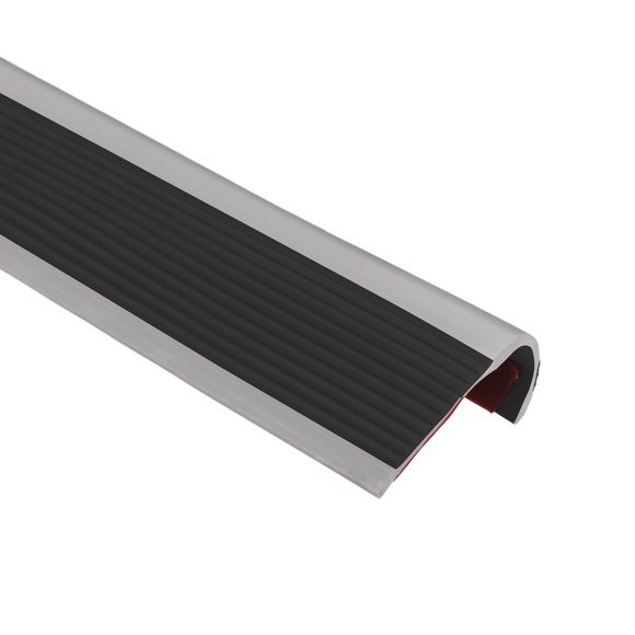 Unique Bargains Stair Nosing, Vinyl Stair Edge Protector, Easy to Install, 3.3Ft, Black & Grey