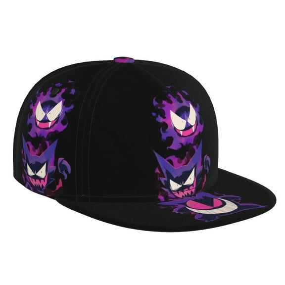 Gengar Baseball Cap For Men, Women & Kids, Classic Flat Brim Hat Hip Hop Trucker Hat Adjustable Snapback Hat
