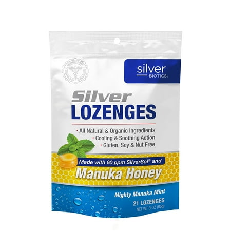 (2 Pack) Silver Biotics Silver Lozenge W/ Manuka Honey 21 Lozenge
