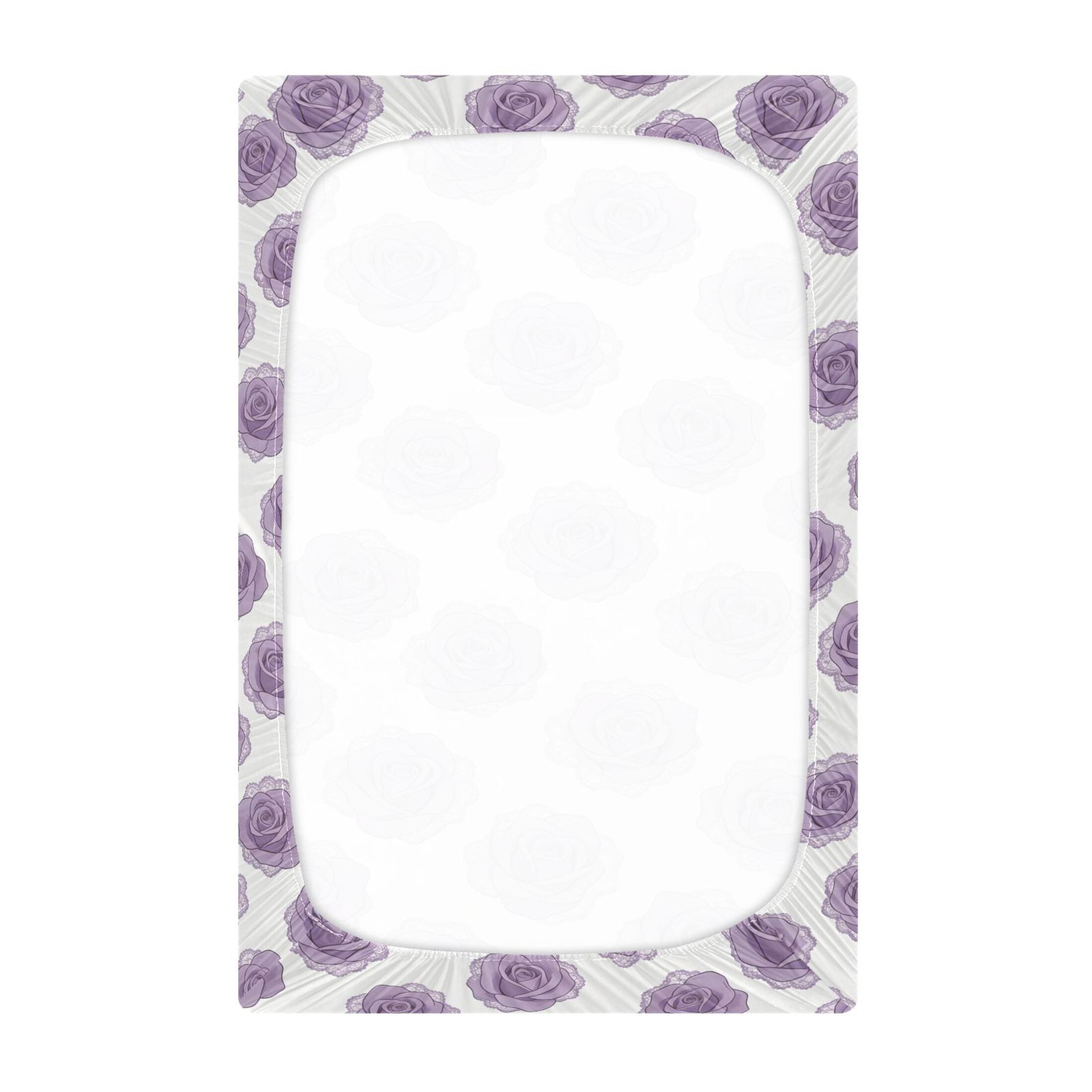 Baby Essentials 52”x 28”- Standard Cotton-like Modal Elastic- Purple Rose Design Crib Sheets for Newborns and Toddlers